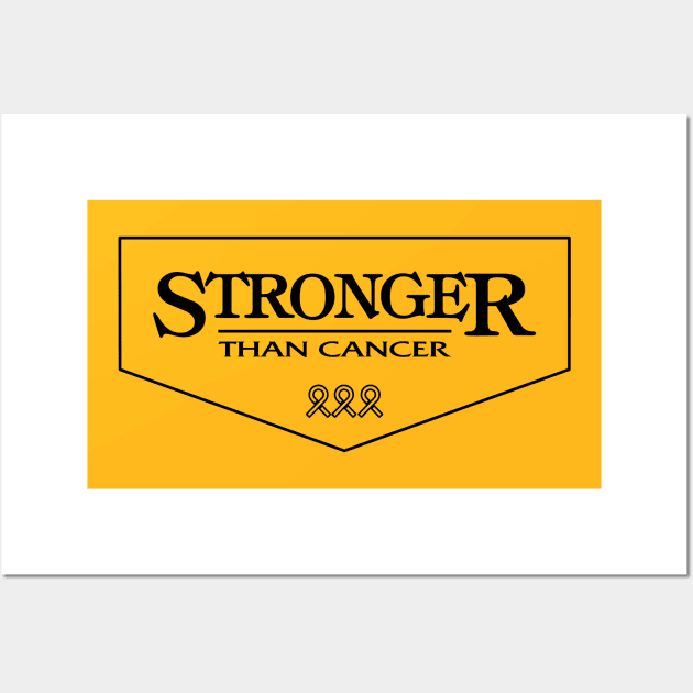 Sarcoma Cancer Awareness yellow ribbon  Stronger Than Cancer Wall Art by Shaderepublic